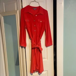 NY Collection Vibrant Red Long Sleeve Dress